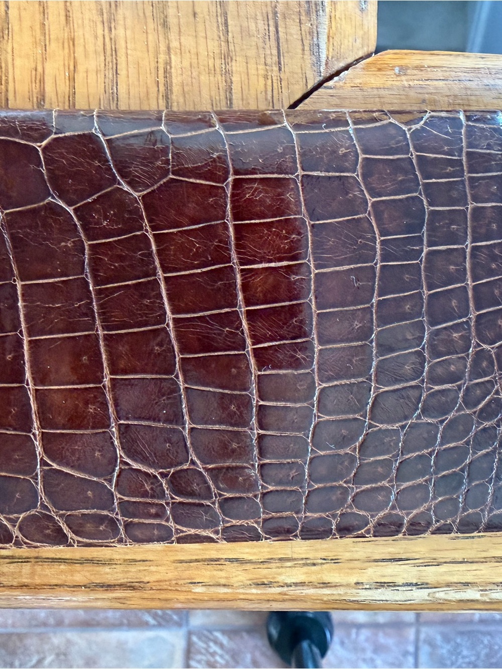 Vintage 1940s Genuine Alligator Wallet Brown Exotic Leather Organizer Clutch